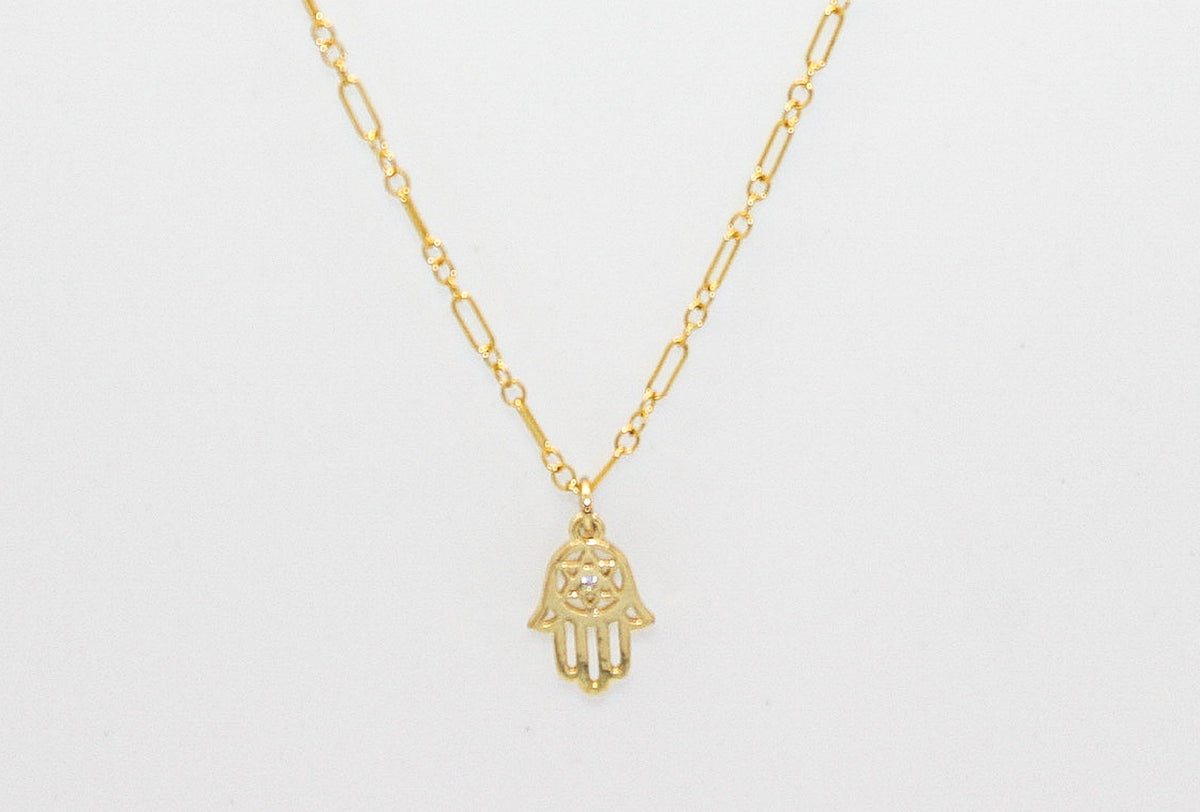 Hamsa hand with Star of David Necklace – Mila Tayden