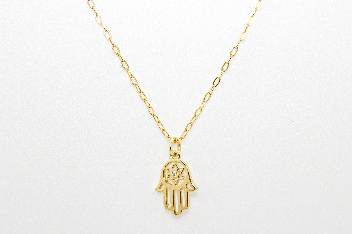 Hamsa hand with Star of David Necklace – Mila Tayden