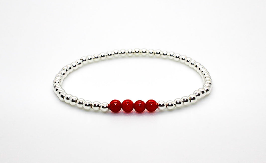 Silver Bamboo Coral Bracelet