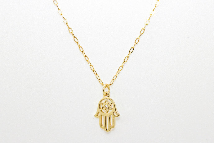 Hamsa hand with Star of David Necklace